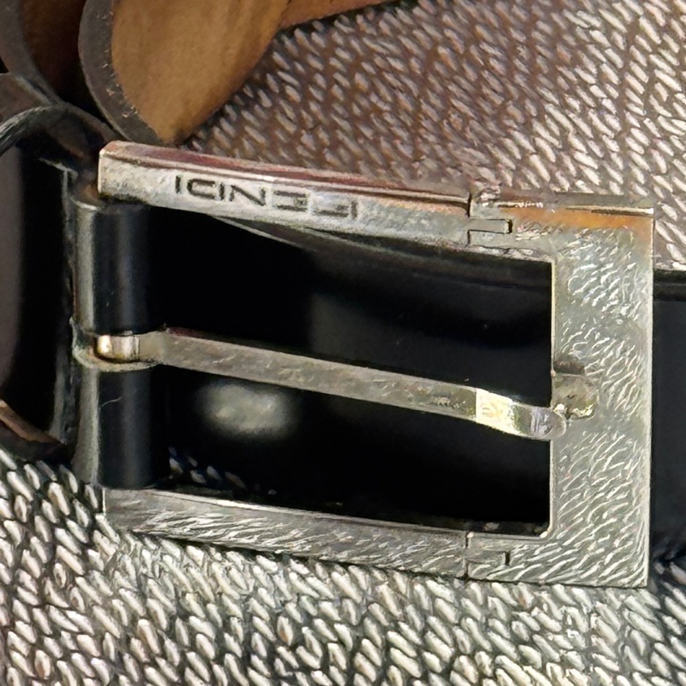 Fendi Black Leather Belt with Silver Buckle - Picture 5 of 16